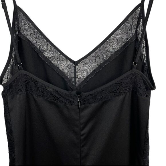 MARCIANO by Guess Black Lace Trim Wide Leg Tuxedo Stripe Cami Jumpsuit Size M - Picture 5 of 8